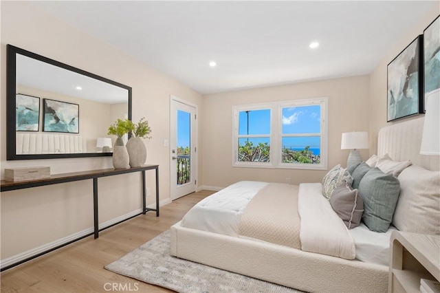 2961 Rounsevel, Laguna Beach, CA 92651 - bedroom featuring access to outside, wood finished floors, and recessed lighting