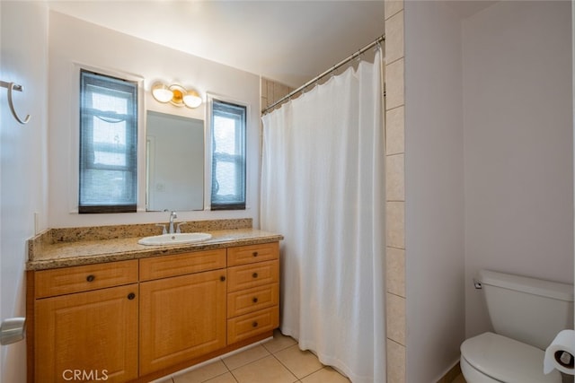 10404 Jardine Ave, Sunland, CA 91040 - bathroom featuring vanity, tile patterned floors, and curtained shower