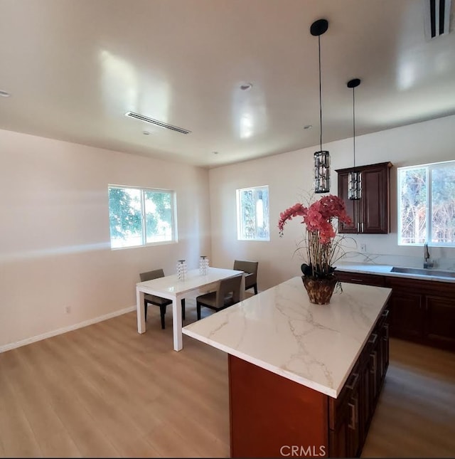 3765 Globe Ave, Los Angeles, CA 90066 - kitchen with light wood-type flooring, plenty of natural light, and pendant lighting