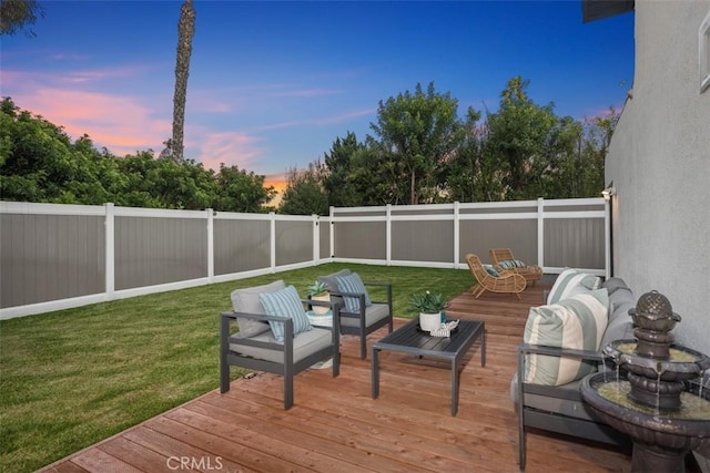 32772 Shipside Dr, Dana Point, CA 92629 - deck at dusk featuring a fenced backyard and outdoor lounge area