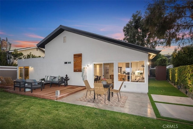 32772 Shipside Dr, Dana Point, CA 92629 - rear view of house with an outdoor hangout area, a wooden deck, and stucco siding