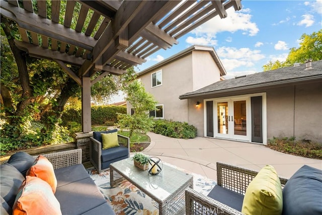 20158 Barnard Ave, Walnut, CA 91789 - view of patio featuring outdoor lounge area, french doors, and a pergola