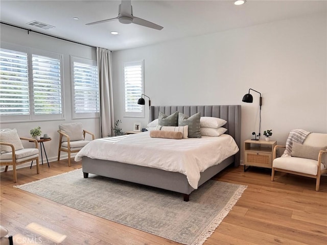 28524 Songbird Way, Saugus, CA 91350 - bedroom with light wood-style floors, recessed lighting, and a ceiling fan