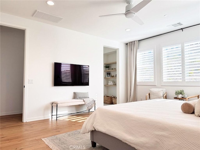 28524 Songbird Way, Saugus, CA 91350 - bedroom featuring light wood-style flooring, recessed lighting, and a ceiling fan