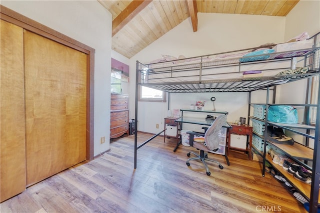 77 Meadow Lakes Dr, Tehachapi, CA 93561 - bedroom with wood finished floors and wood ceiling