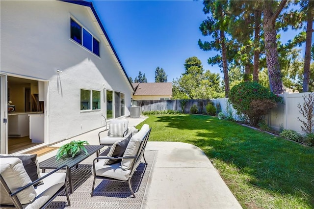 14632 Kimberly Cir, Tustin, CA 92780 - fenced backyard featuring outdoor lounge area and a patio area