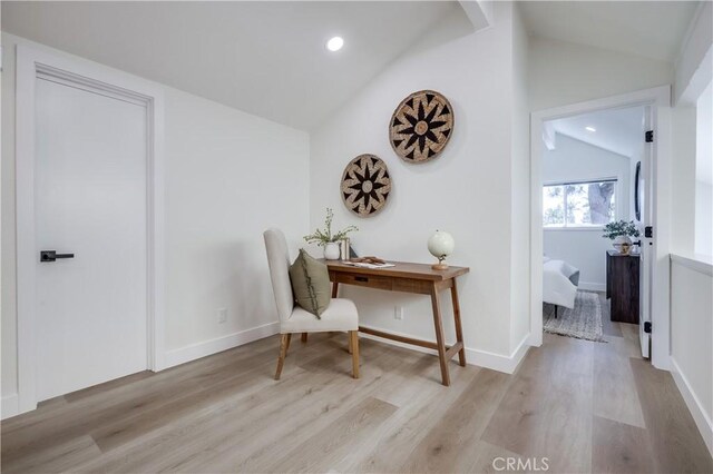 14632 Kimberly Cir, Tustin, CA 92780 - home office featuring vaulted ceiling and wood finished floors
