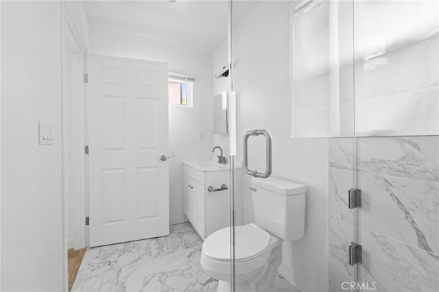 18656 Runnymede St, Reseda, CA 91335 - bathroom featuring marble look tile flooring, vanity, and a marble finish shower