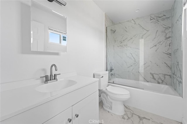 18656 Runnymede St, Reseda, CA 91335 - bathroom featuring vanity, bathing tub / shower combination, and marble finish floors