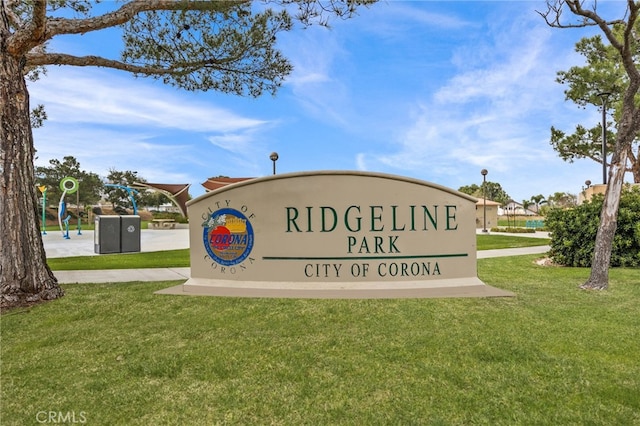 3681 Foxplain Rd, Corona, CA 92882 - community / neighborhood sign featuring a yard
