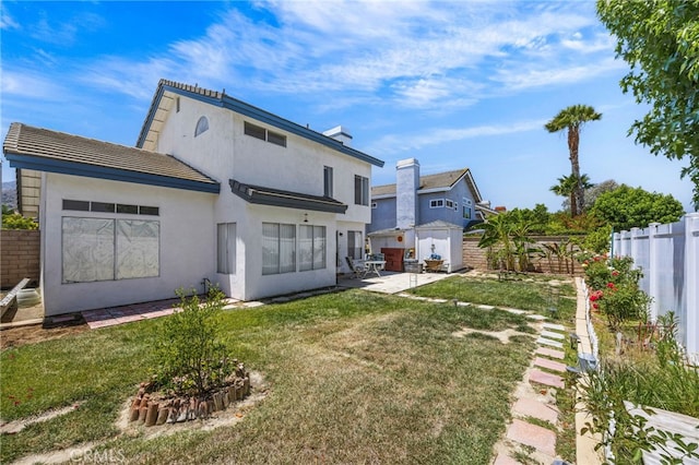 3681 Foxplain Rd, Corona, CA 92882 - rear view of property with a patio, a fenced backyard, and stucco siding