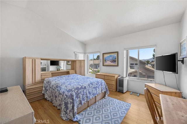 3681 Foxplain Rd, Corona, CA 92882 - bedroom featuring light wood-style floors and high vaulted ceiling