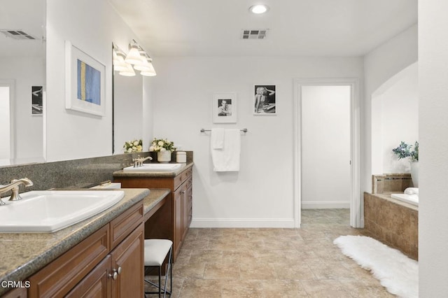 5000 Terramar Way, Oxnard, CA 93035 - bathroom featuring vanity, a bath, and recessed lighting