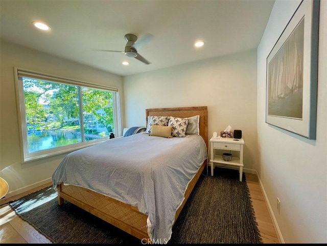 1158 S Westlake Blvd Unit D, Westlake Village, CA 91361 - bedroom featuring wood finished floors, recessed lighting, and ceiling fan
