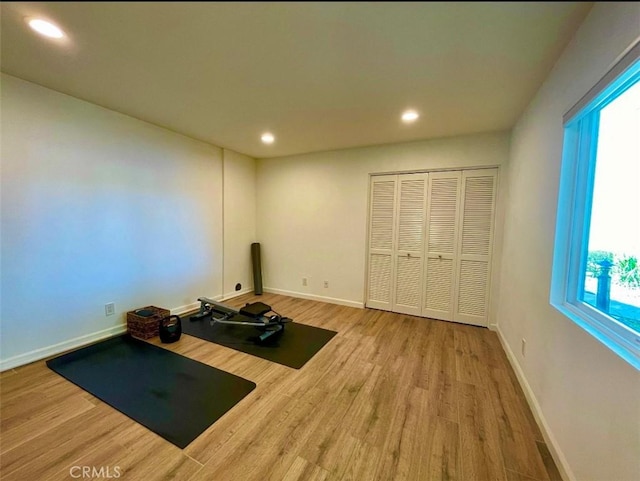 1158 S Westlake Blvd Unit D, Westlake Village, CA 91361 - exercise room featuring wood finished floors and recessed lighting