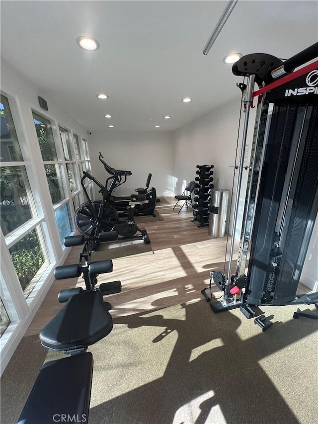 1158 S Westlake Blvd Unit D, Westlake Village, CA 91361 - workout room with recessed lighting and wood finished floors
