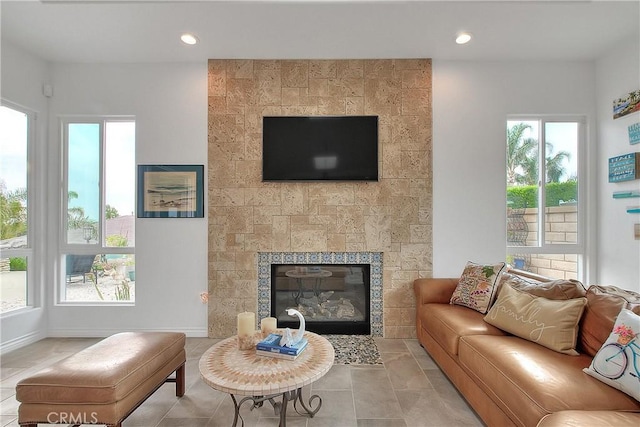 6236 Ashton Pl, Rancho Cucamonga, CA 91739 - living area with recessed lighting and a tile fireplace