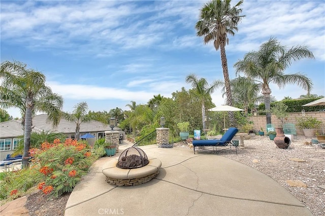 6236 Ashton Pl, Rancho Cucamonga, CA 91739 - view of patio featuring an outdoor fire pit
