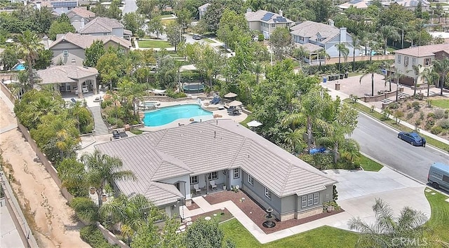 6236 Ashton Pl, Rancho Cucamonga, CA 91739 - aerial view of residential area featuring a pool