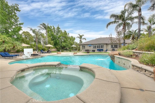 6236 Ashton Pl, Rancho Cucamonga, CA 91739 - view of swimming pool featuring a patio and a pool with connected hot tub