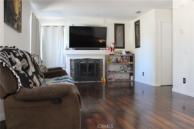 1848 Cascadian Way, San Jacinto, CA 92583 - living area with hardwood / wood-style floors and a fireplace