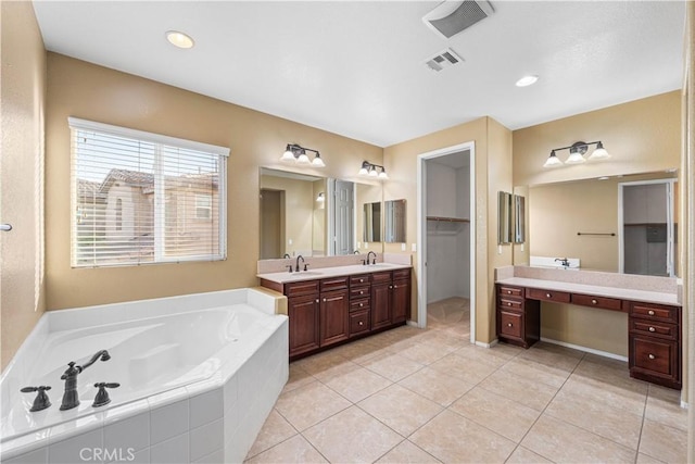 37351 Paintbrush Dr, Palmdale, CA 93551 - bathroom with vanity, a bath, and tile patterned flooring