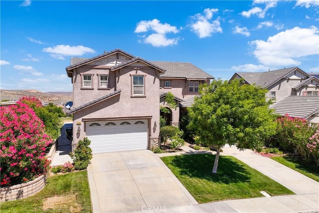 37351 Paintbrush Dr, Palmdale, CA 93551 - traditional home with driveway, stucco siding, a tiled roof, and a garage