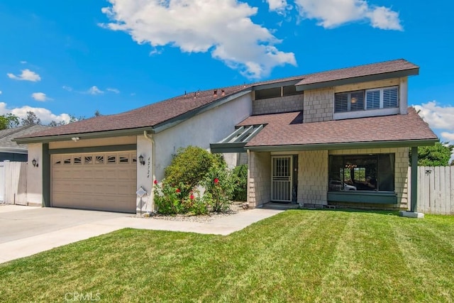 42724 Santa Suzanne Pl, Temecula, CA 92592 - view of front facade with concrete driveway, a garage, a shingled roof, and stucco siding