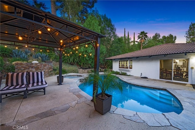 170 Buckthorn Dr, Brea, CA 92823 - view of swimming pool with a gazebo, a patio, and a pool with connected hot tub
