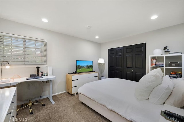 170 Buckthorn Dr, Brea, CA 92823 - bedroom featuring carpet flooring, a desk, recessed lighting, and a closet