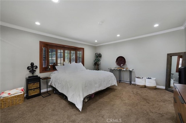 170 Buckthorn Dr, Brea, CA 92823 - bedroom featuring carpet flooring, crown molding, and recessed lighting