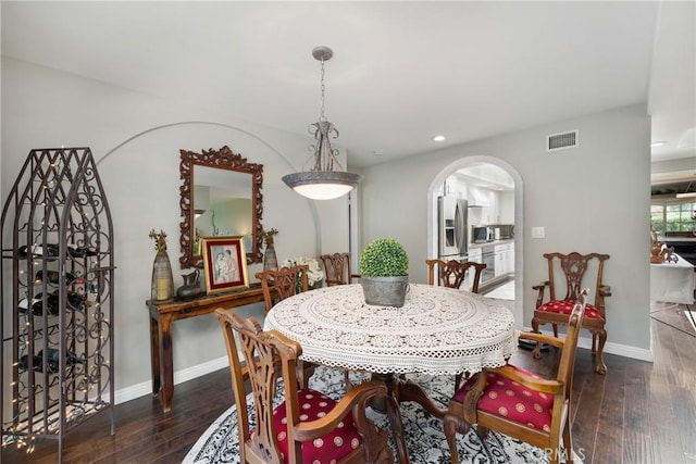 170 Buckthorn Dr, Brea, CA 92823 - dining area with arched walkways, wood-type flooring, and recessed lighting