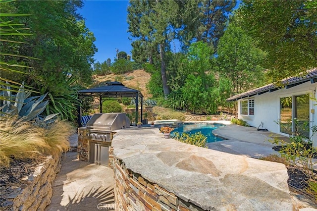170 Buckthorn Dr, Brea, CA 92823 - swimming pool featuring a gazebo, a patio area, and exterior kitchen