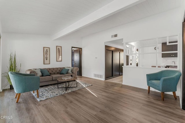 17002 E Nubia St, Covina, CA 91722 - living area featuring beamed ceiling and wood finished floors