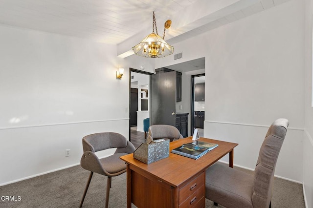 17002 E Nubia St, Covina, CA 91722 - carpeted home office with a chandelier and baseboards