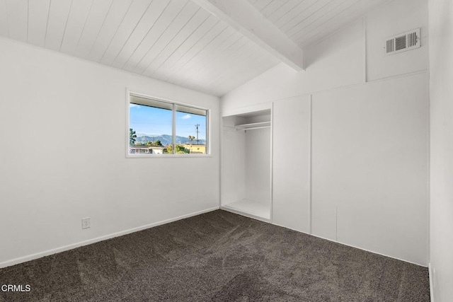 17002 E Nubia St, Covina, CA 91722 - unfurnished bedroom with dark colored carpet, wooden ceiling, and a closet