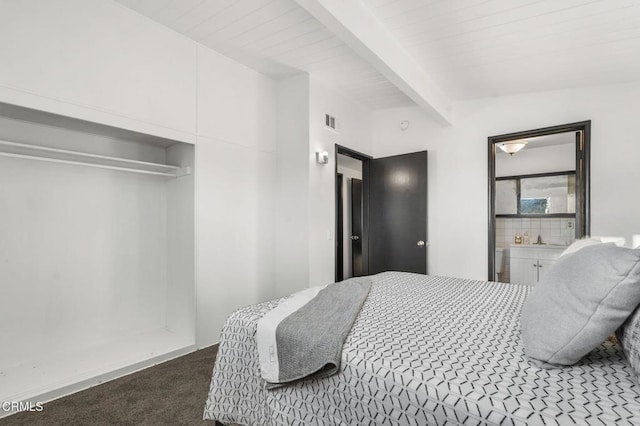 17002 E Nubia St, Covina, CA 91722 - carpeted bedroom featuring beam ceiling
