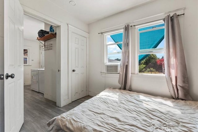 2838 N G St, San Bernardino, CA 92405 - bedroom featuring wood finished floors, cooling unit, and a closet