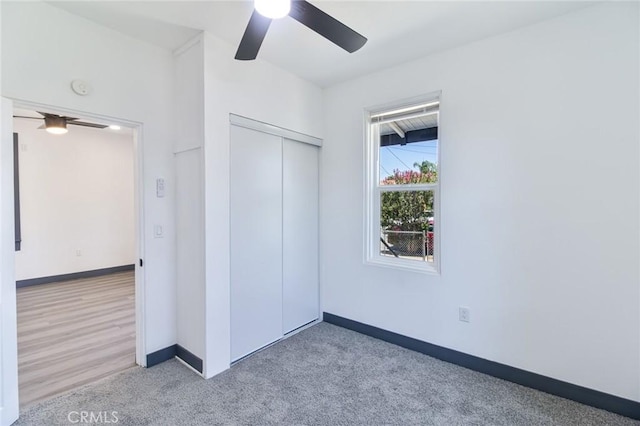 1235 Spruce St, San Bernardino, CA 92411 - unfurnished bedroom with a closet, carpet flooring, and ceiling fan