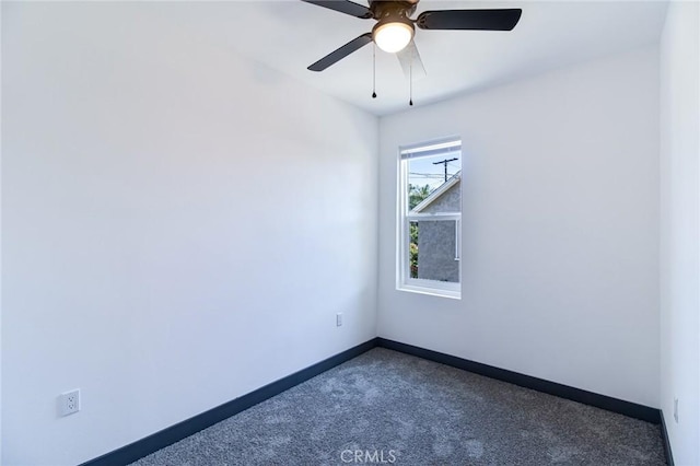 1235 Spruce St, San Bernardino, CA 92411 - empty room with dark carpet and a ceiling fan