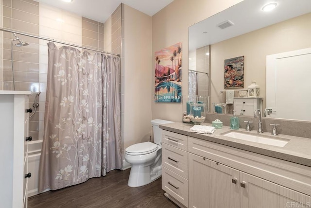 800 Grand Ave Unit 105, Carlsbad, CA 92008 - full bath featuring vanity, shower / bath combination with curtain, and wood finished floors