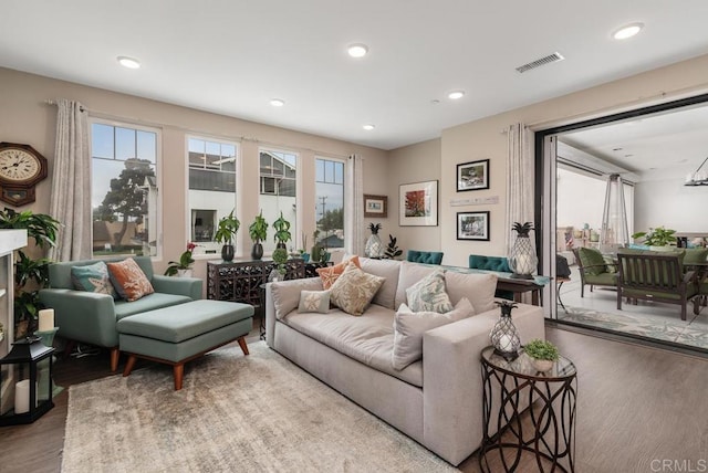 800 Grand Ave Unit 105, Carlsbad, CA 92008 - living area featuring wood finished floors and recessed lighting