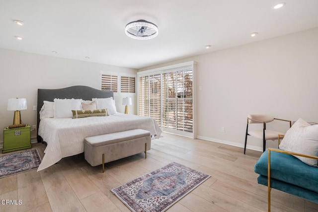 5040 Island View St, Oxnard, CA 93035 - bedroom featuring access to outside, light wood-style flooring, and recessed lighting