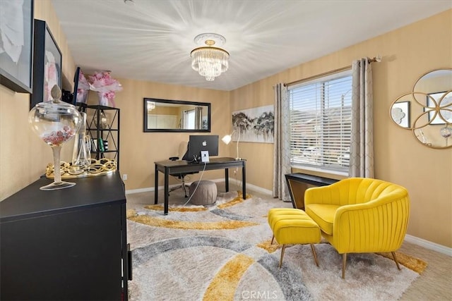 4106 Irish Moss Ln, San Bernardino, CA 92407 - office space with carpet and a chandelier