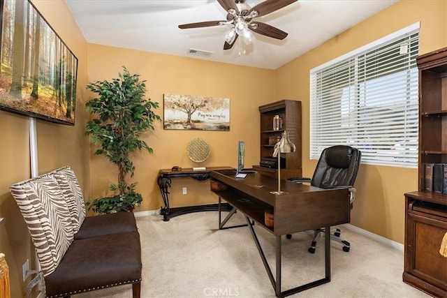4106 Irish Moss Ln, San Bernardino, CA 92407 - office area featuring light colored carpet and ceiling fan