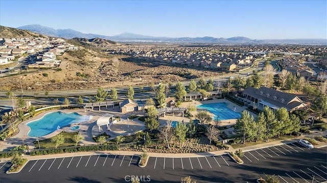 4106 Irish Moss Ln, San Bernardino, CA 92407 - aerial view of a pool area and a mountain backdrop