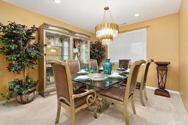4106 Irish Moss Ln, San Bernardino, CA 92407 - dining space with carpet flooring, a chandelier, and recessed lighting