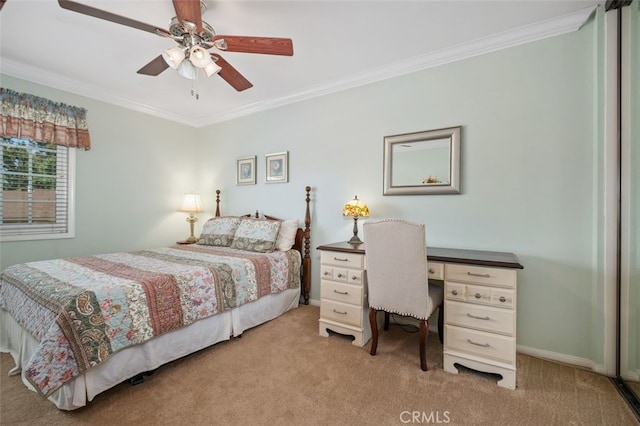 25572 Orchard Rim Ln, Lake Forest, CA 92630 - carpeted bedroom with ornamental molding, a desk, and ceiling fan