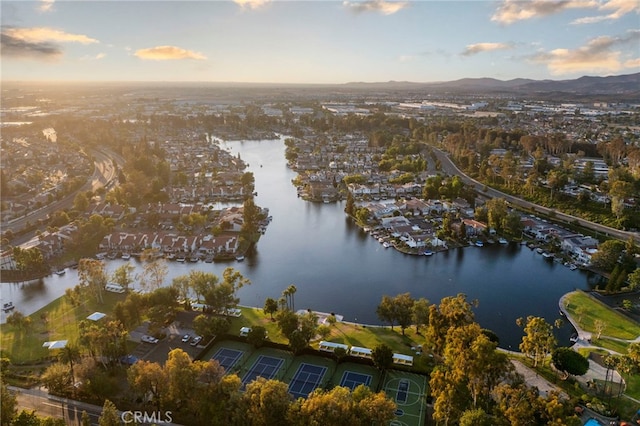 24932 Dove Tree Ln, Lake Forest, CA 92630 - aerial view at dusk of a water and mountain view