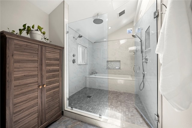 24932 Dove Tree Ln, Lake Forest, CA 92630 - full bath with lofted ceiling and a marble finish shower